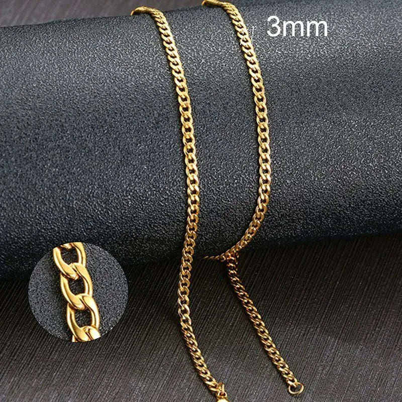 Vnox Men's Cuban Link Chain Necklace | Stainless Steel Black Gold Color Choker Jewelry