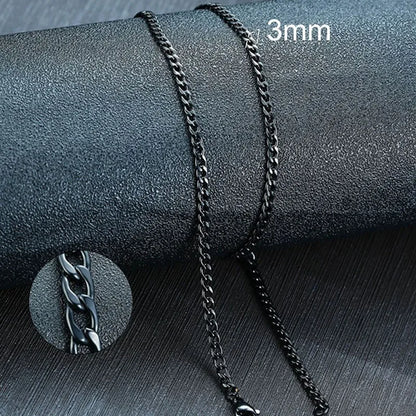 Vnox Men's Cuban Link Chain Necklace | Stainless Steel Black Gold Color Choker Jewelry