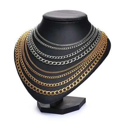 Vnox Men's Cuban Link Chain Necklace | Stainless Steel Black Gold Color Choker Jewelry