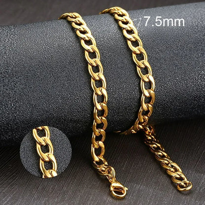 Vnox Men's Cuban Link Chain Necklace | Stainless Steel Black Gold Color Choker Jewelry