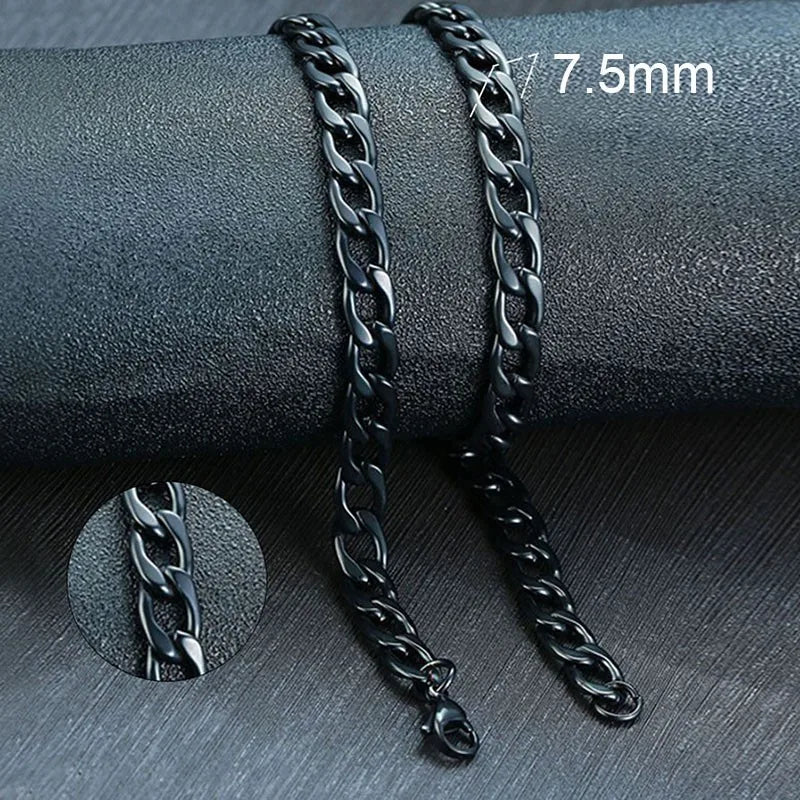 Vnox Men's Cuban Link Chain Necklace | Stainless Steel Black Gold Color Choker Jewelry