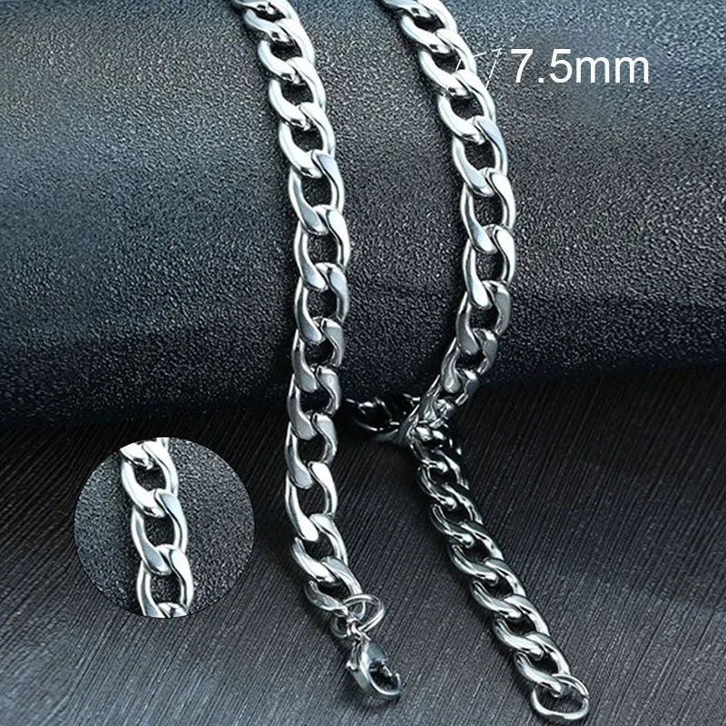 Vnox Men's Cuban Link Chain Necklace | Stainless Steel Black Gold Color Choker Jewelry