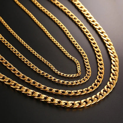 Vnox Men's Cuban Link Chain Necklace | Stainless Steel Black Gold Color Choker Jewelry