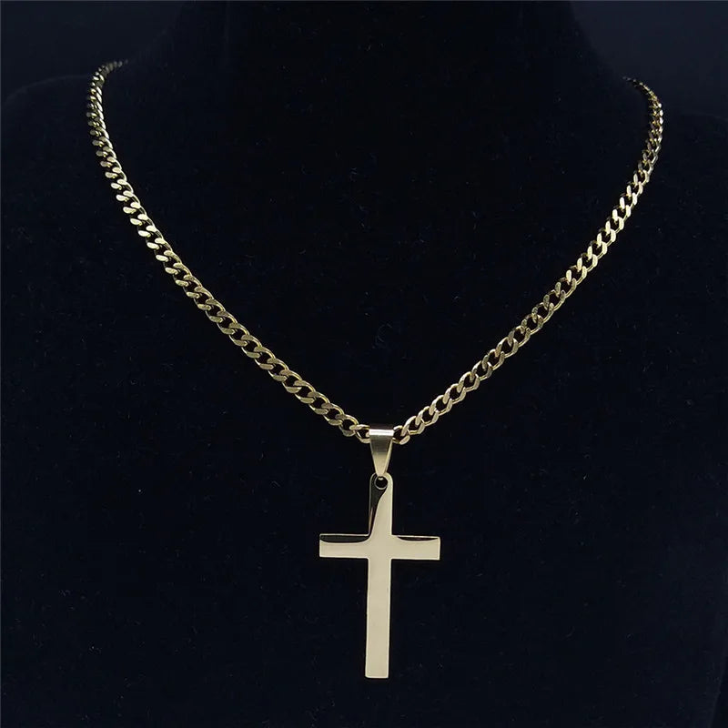 Stainless Steel Cross Pendant Necklace | Hip Hop Jesus Chain Jewelry for Men Women