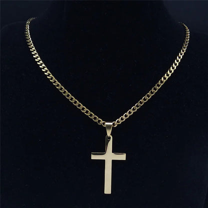 Stainless Steel Cross Pendant Necklace | Hip Hop Jesus Chain Jewelry for Men Women