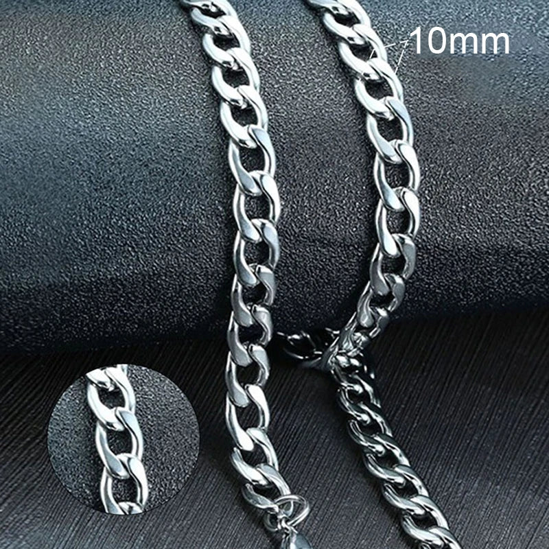 Vnox Men's Cuban Link Chain Necklace | Stainless Steel Black Gold Color Choker Jewelry