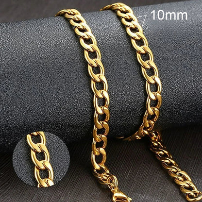 Vnox Men's Cuban Link Chain Necklace | Stainless Steel Black Gold Color Choker Jewelry