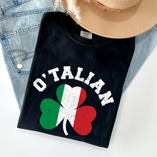 Italian Shamrock Flag Vintage Heritage Graphic Comfort Colors Tee