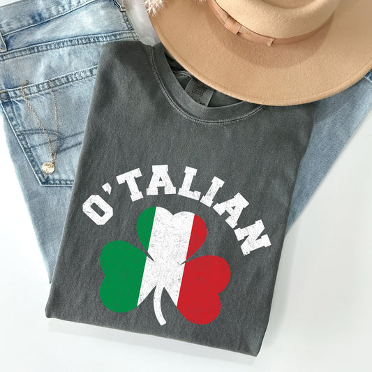 Italian Shamrock Flag Vintage Heritage Graphic Comfort Colors Tee