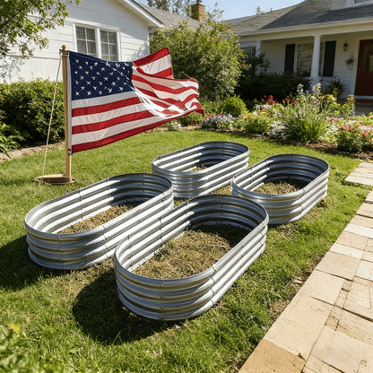 4x2x1FT Galvanized Raised Garden Bed Kit Oval Metal Planter Box