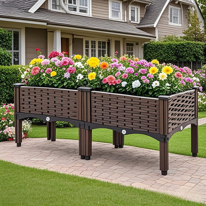 Raised Garden Bed Planter Box w/ Drainage Outdoor Balcony Vegetable Flower