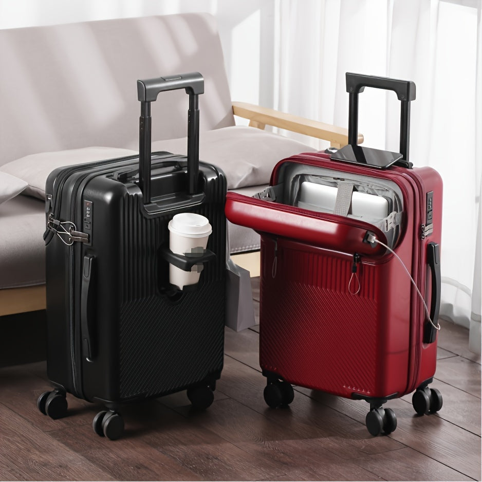 Carry On Luggage Hard Shell Spinner Suitcase USB TSA Lock Front Pocket Travel Bag