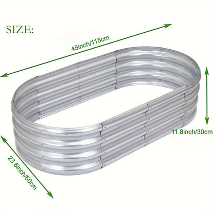 4x2x1FT Galvanized Raised Garden Bed Kit Oval Metal Planter Box