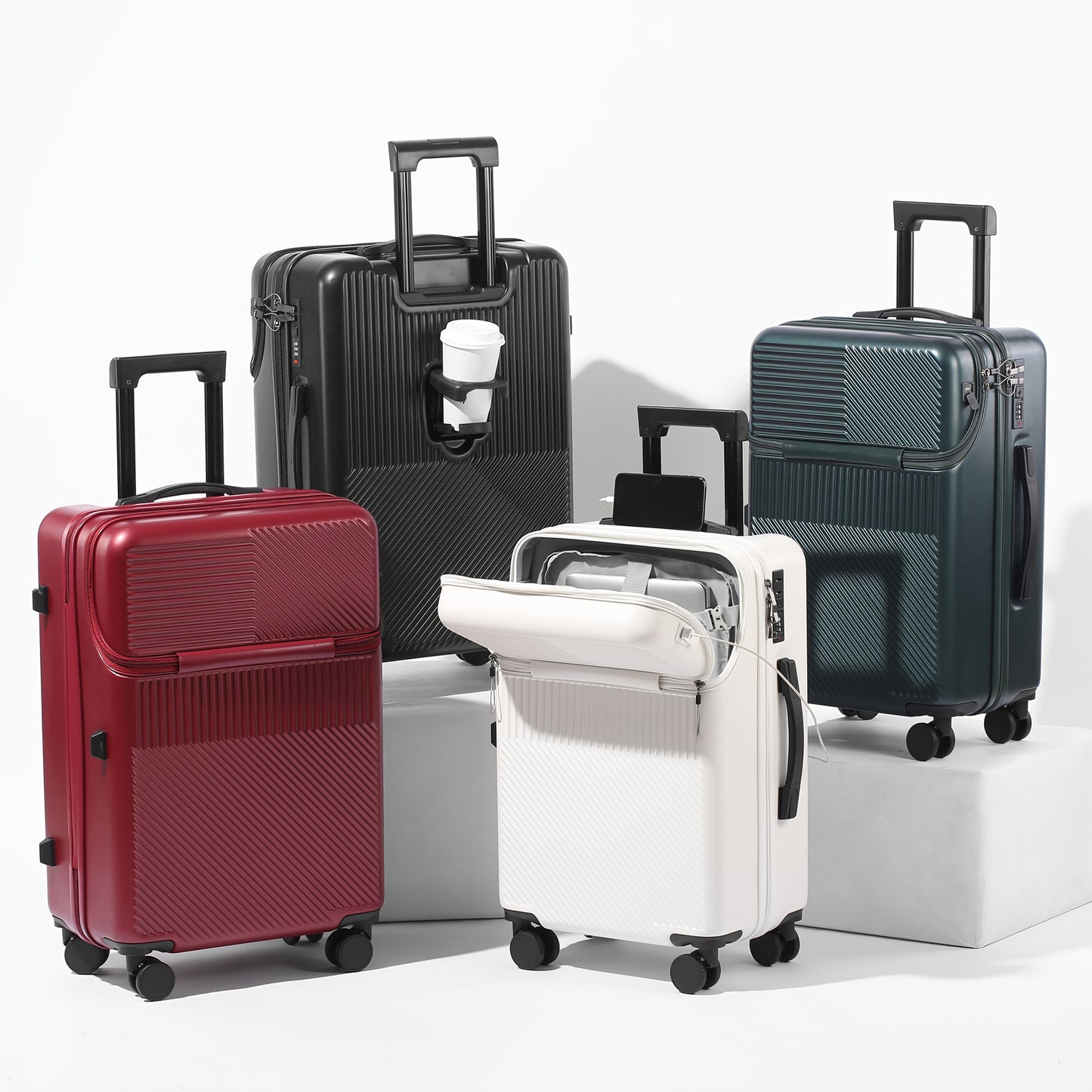 Carry On Luggage Hard Shell Spinner Suitcase USB TSA Lock Front Pocket Travel Bag