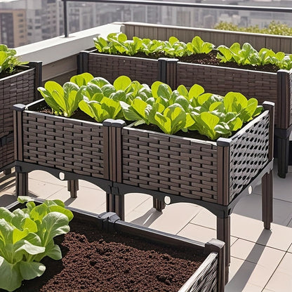 Raised Garden Bed Planter Box w/ Drainage Outdoor Balcony Vegetable Flower