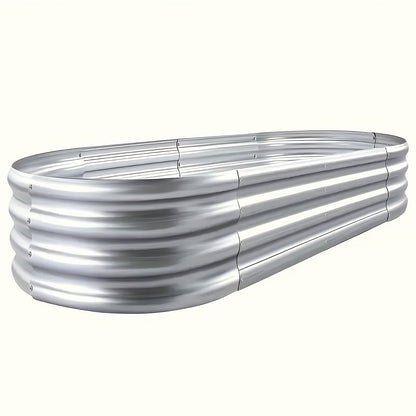 4x2x1FT Galvanized Raised Garden Bed Kit Oval Metal Planter Box