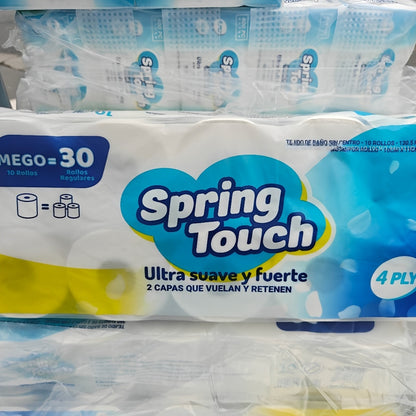 Spring Touch 4-Ply Toilet Paper Ultra Soft Strong Bath Tissue 10/20/30 Rolls Lint-Free