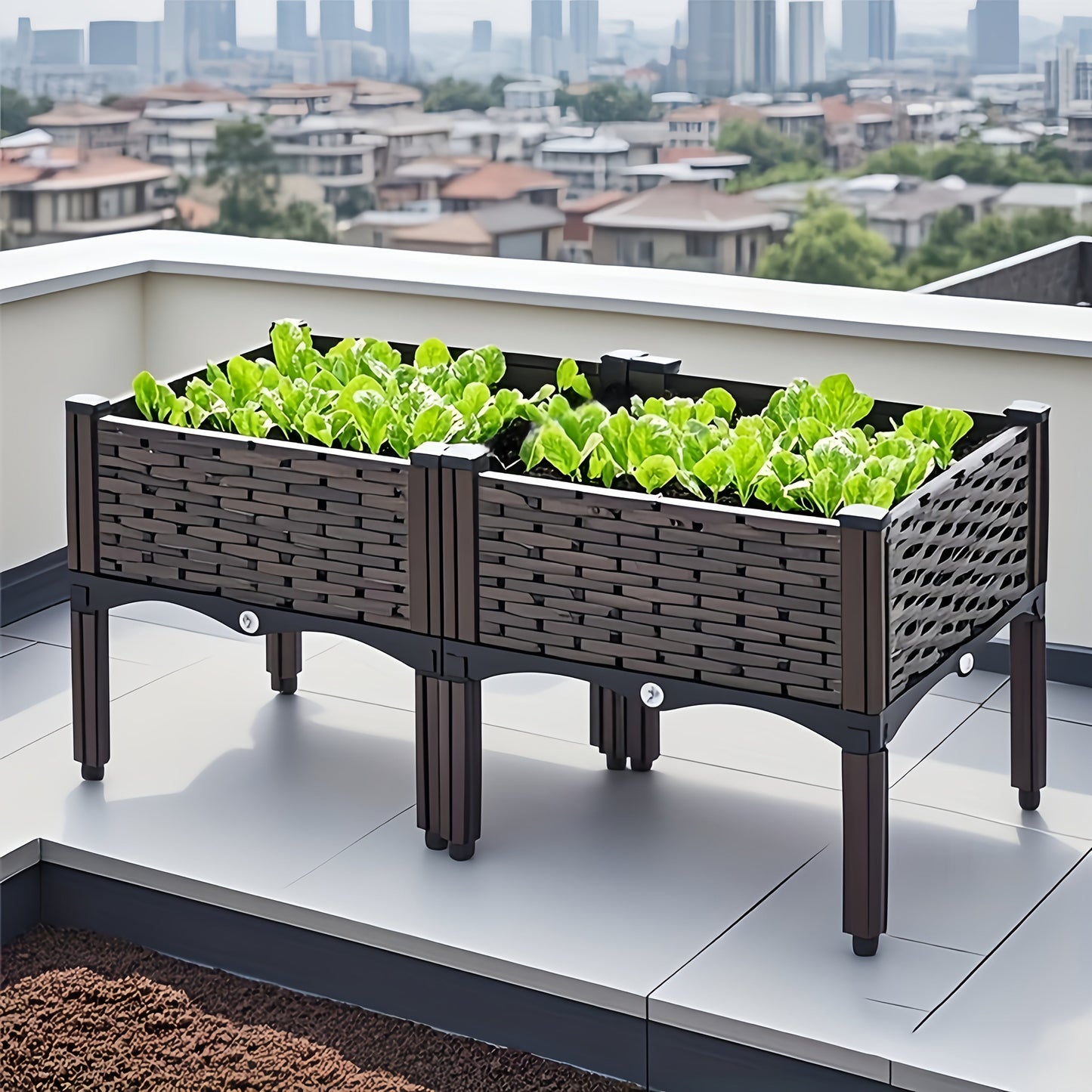 Raised Garden Bed Planter Box w/ Drainage Outdoor Balcony Vegetable Flower