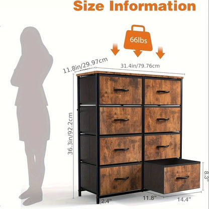 8 Drawer Dresser Storage Organizer Fabric Drawers Chest Bedroom Hallway Unit