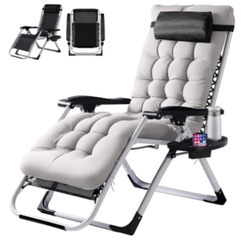 Zero Gravity Recliner Chair Foldable Patio Lounge w/Cup Holder & Cushion