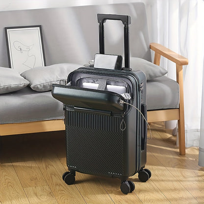 Carry On Luggage Hard Shell Spinner Suitcase USB TSA Lock Front Pocket Travel Bag