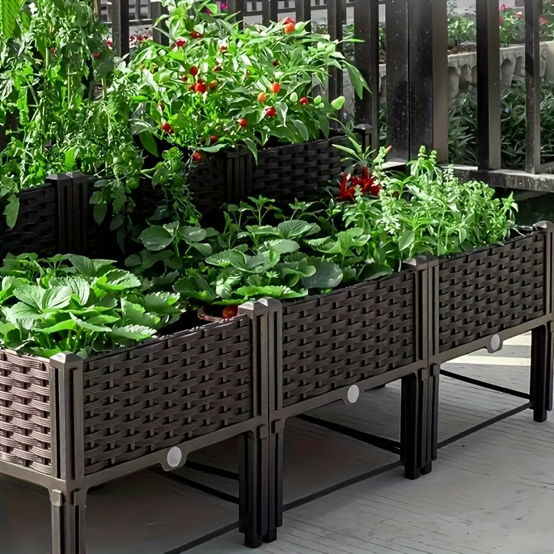Raised Garden Bed Planter Box w/ Drainage Outdoor Balcony Vegetable Flower