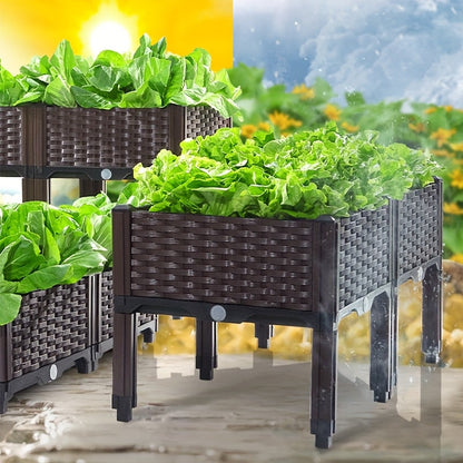 Raised Garden Bed Planter Box w/ Drainage Outdoor Balcony Vegetable Flower