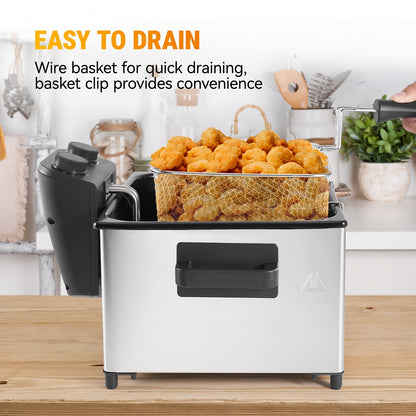1700W Electric Deep Fryer 3L/5L Stainless Steel w Basket Timer Temperature