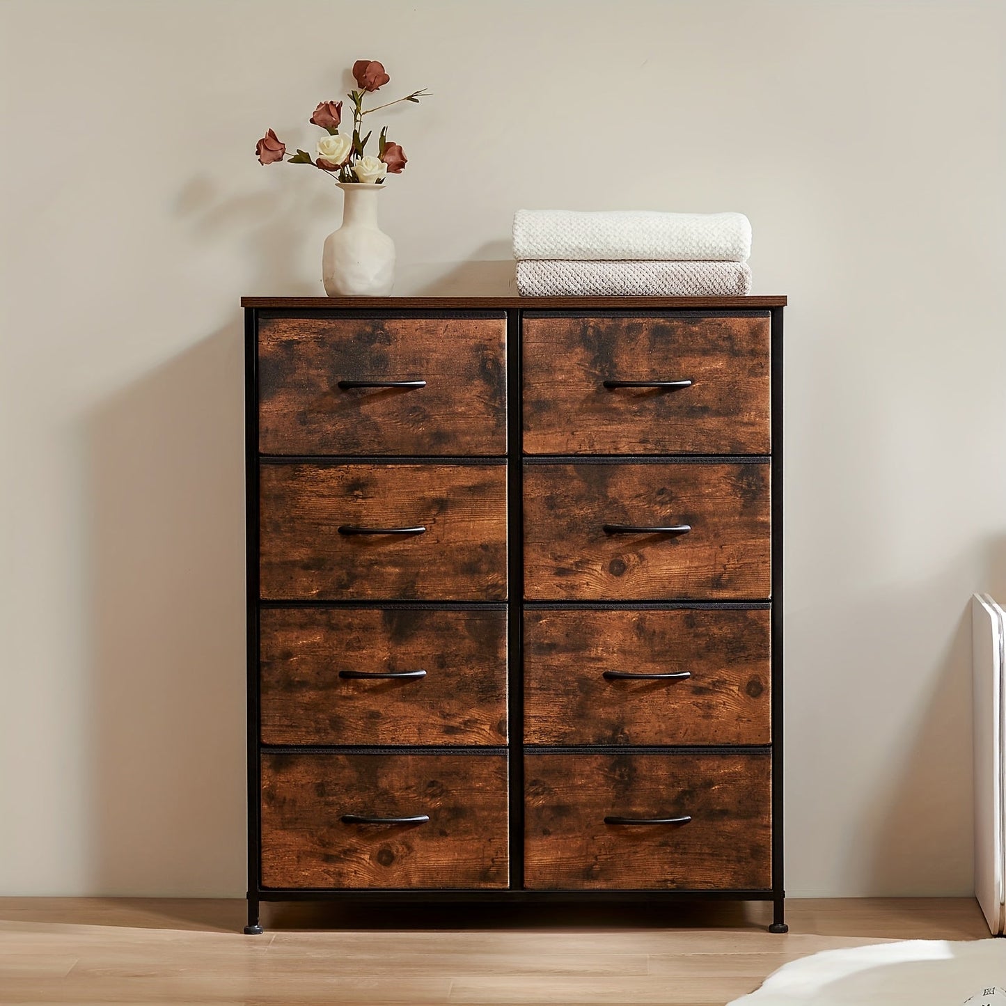 8 Drawer Dresser Storage Organizer Fabric Drawers Chest Bedroom Hallway Unit