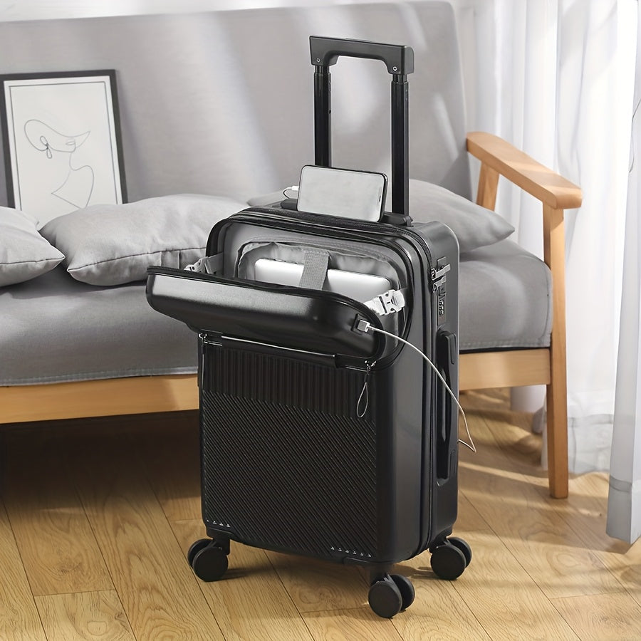 Carry On Luggage Hard Shell Spinner Suitcase USB TSA Lock Front Pocket Travel Bag