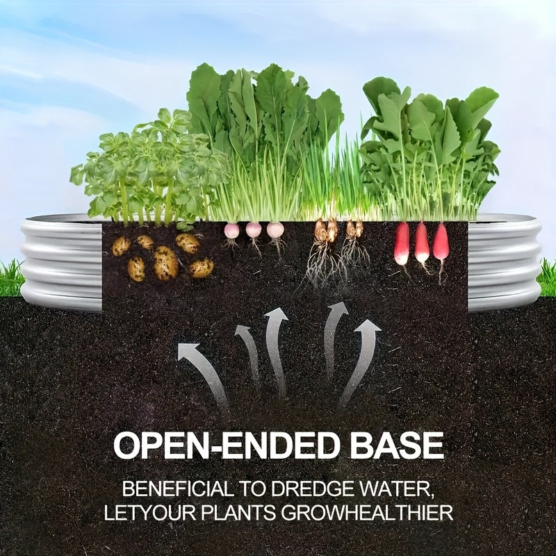 4x2x1FT Galvanized Raised Garden Bed Kit Oval Metal Planter Box