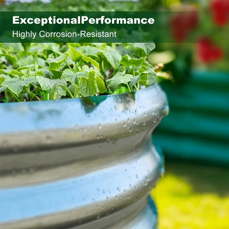 4x2x1FT Galvanized Raised Garden Bed Kit Oval Metal Planter Box