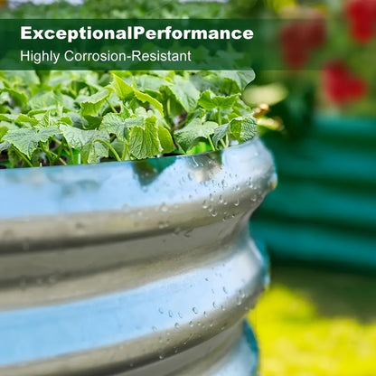 4x2x1FT Galvanized Raised Garden Bed Kit Oval Metal Planter Box