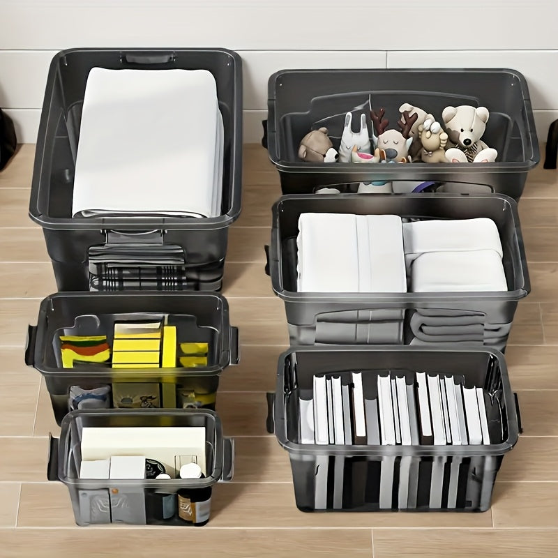 4PCS Stackable Storage Boxes with Lids & Handles Clear Organizer Bins Home Closet