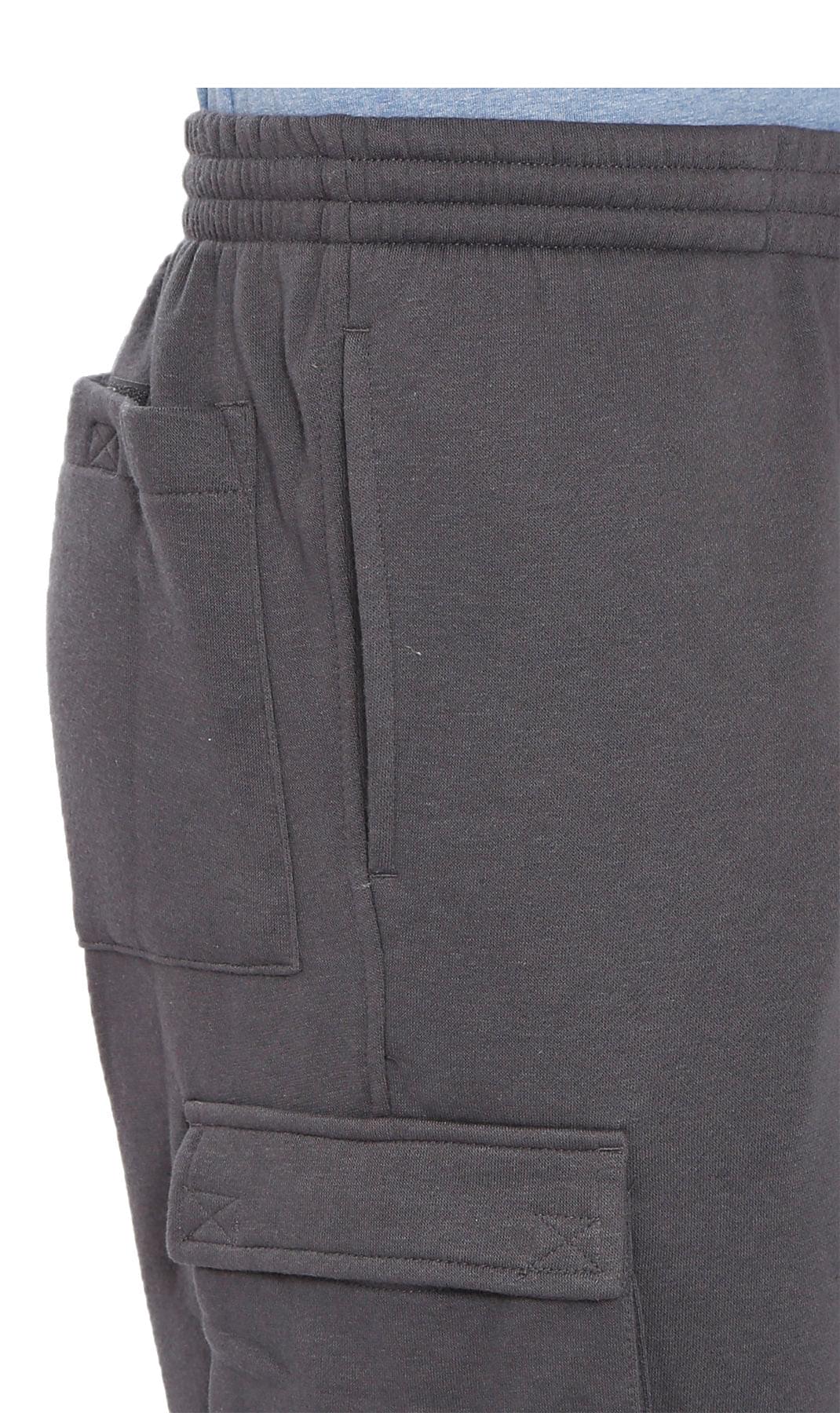 Men's Brushed Fleece Cargo Pants — Pull-On with Inner Drawstring