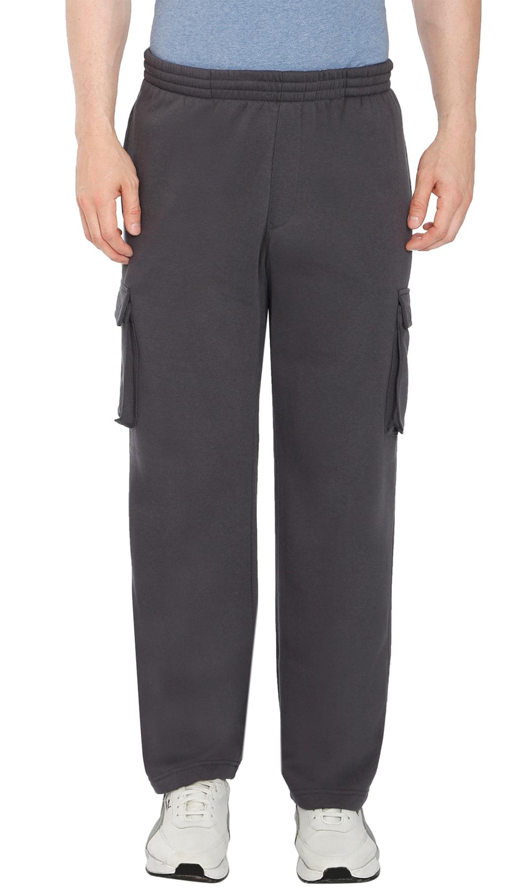 Men's Brushed Fleece Cargo Pants — Pull-On with Inner Drawstring