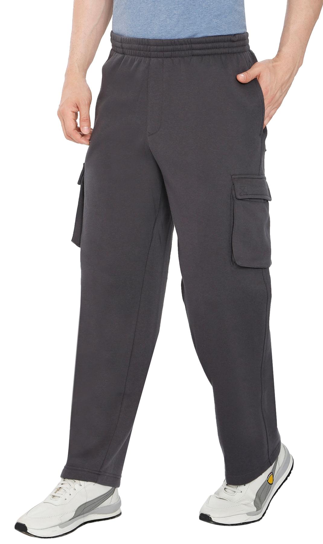 Men's Brushed Fleece Cargo Pants — Pull-On with Inner Drawstring