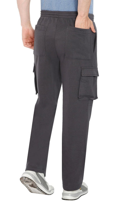 Men's Brushed Fleece Cargo Pants — Pull-On with Inner Drawstring