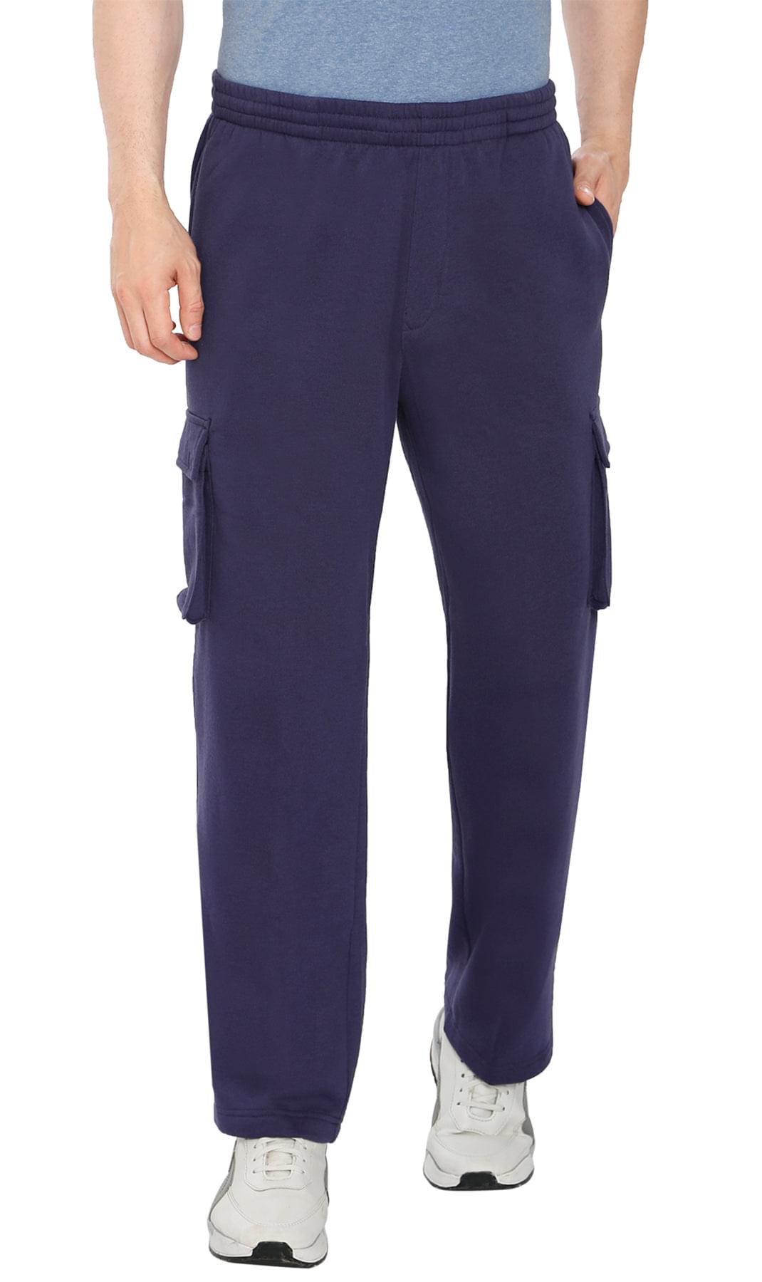 Men's Brushed Fleece Cargo Pants — Pull-On with Inner Drawstring