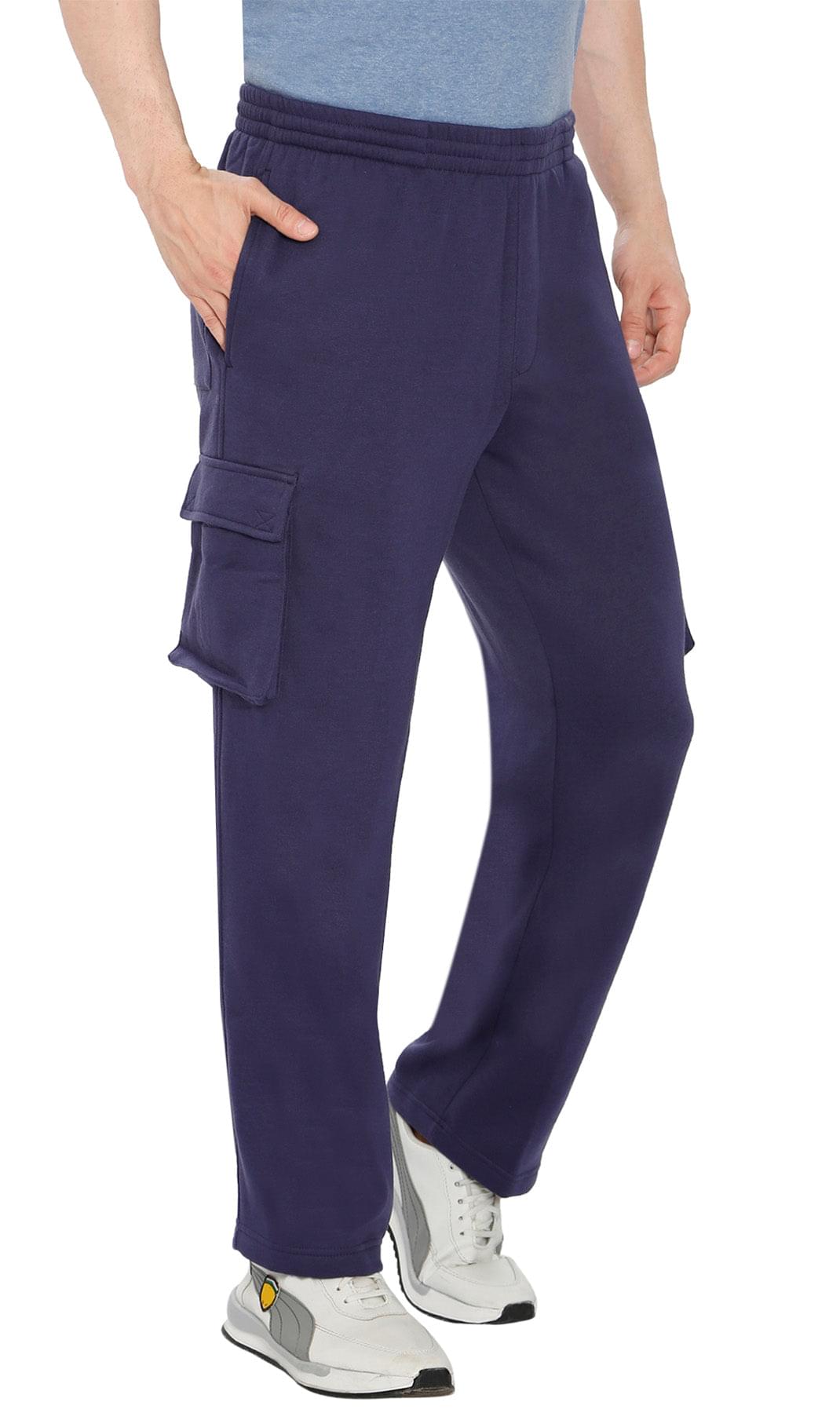 Men's Brushed Fleece Cargo Pants — Pull-On with Inner Drawstring