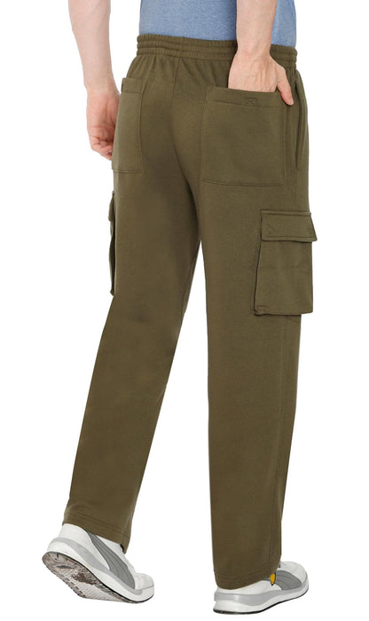 Men's Brushed Fleece Cargo Pants — Pull-On with Inner Drawstring