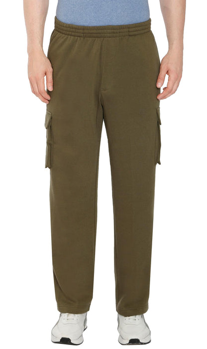 Men's Brushed Fleece Cargo Pants — Pull-On with Inner Drawstring