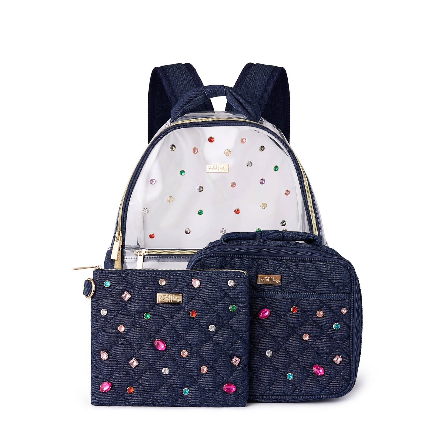 Clear Denim and Gems Backpack