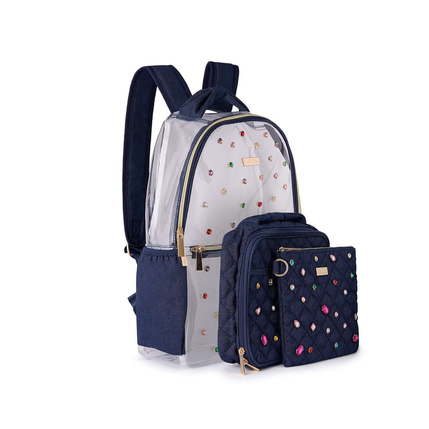 Clear Denim and Gems Backpack