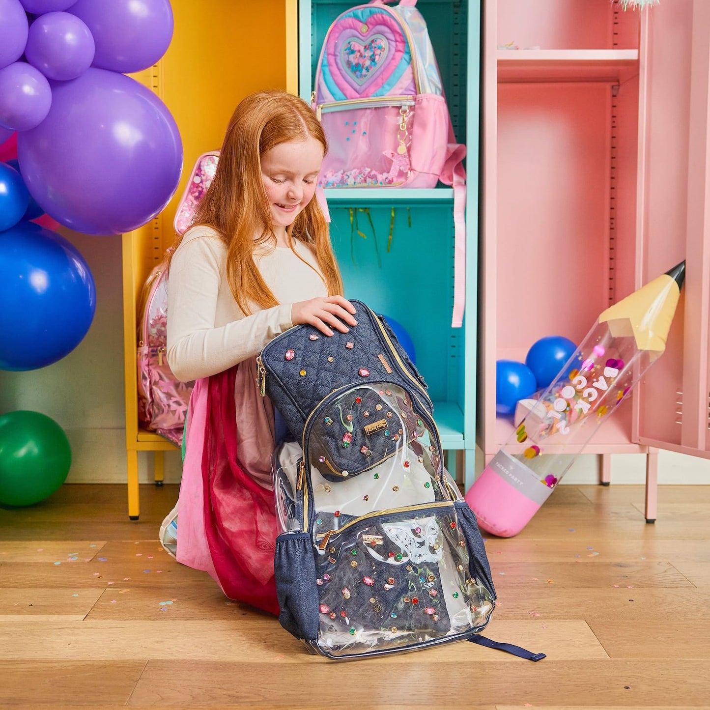 Clear Denim and Gems Backpack