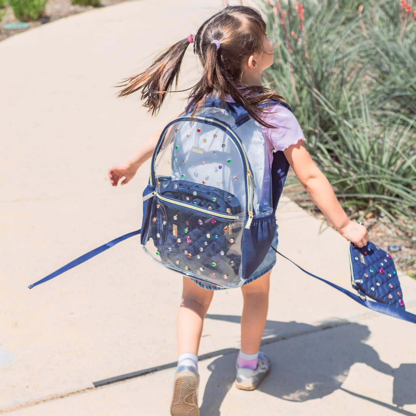 Clear Denim and Gems Backpack