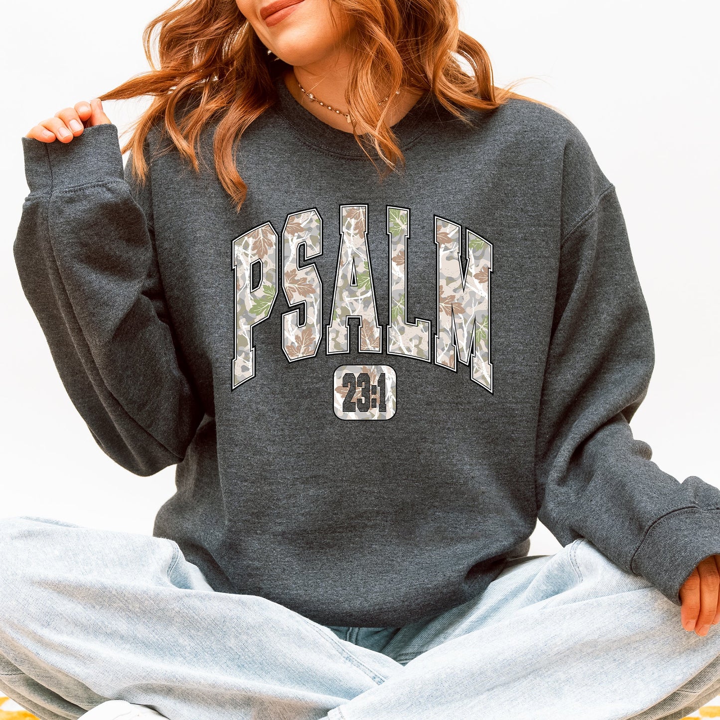 Psalm 23 Camo Christmas Faith Gospel Cozy Vintage Holiday Seasonal Graphic Sweatshirt