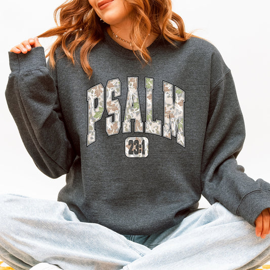 Psalm 23 Camo Christmas Faith Gospel Cozy Vintage Holiday Seasonal Graphic Sweatshirt