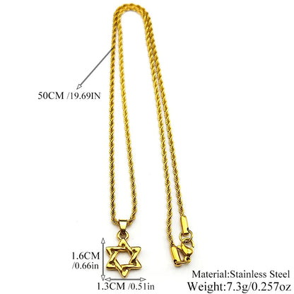 Magen David Star Necklace | Stainless Steel Gold Pendant Jewelry for Men and Women