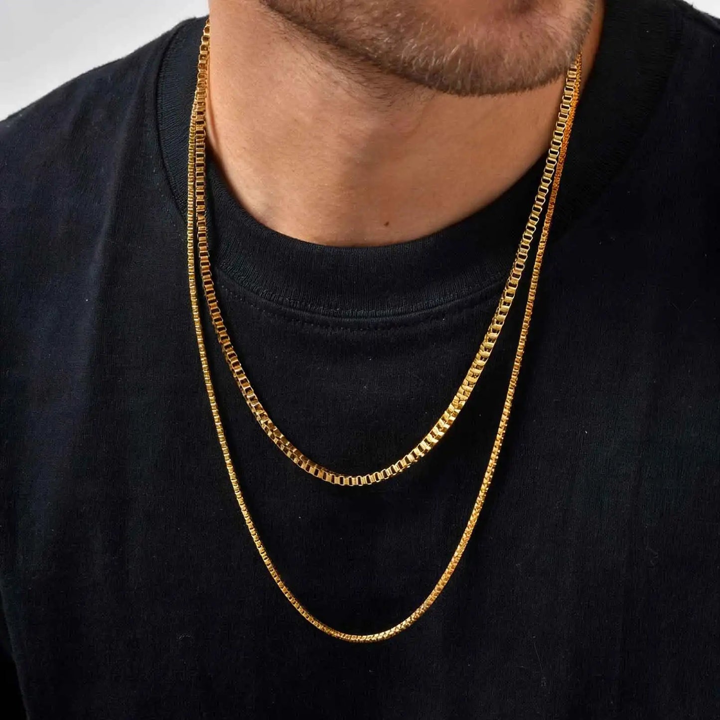 Stainless Steel Box Chain Necklace | 1/2/3mm Thin Square Link Choker for Men and Women